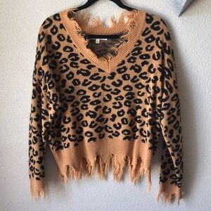 Love Tree cheetah sweater large